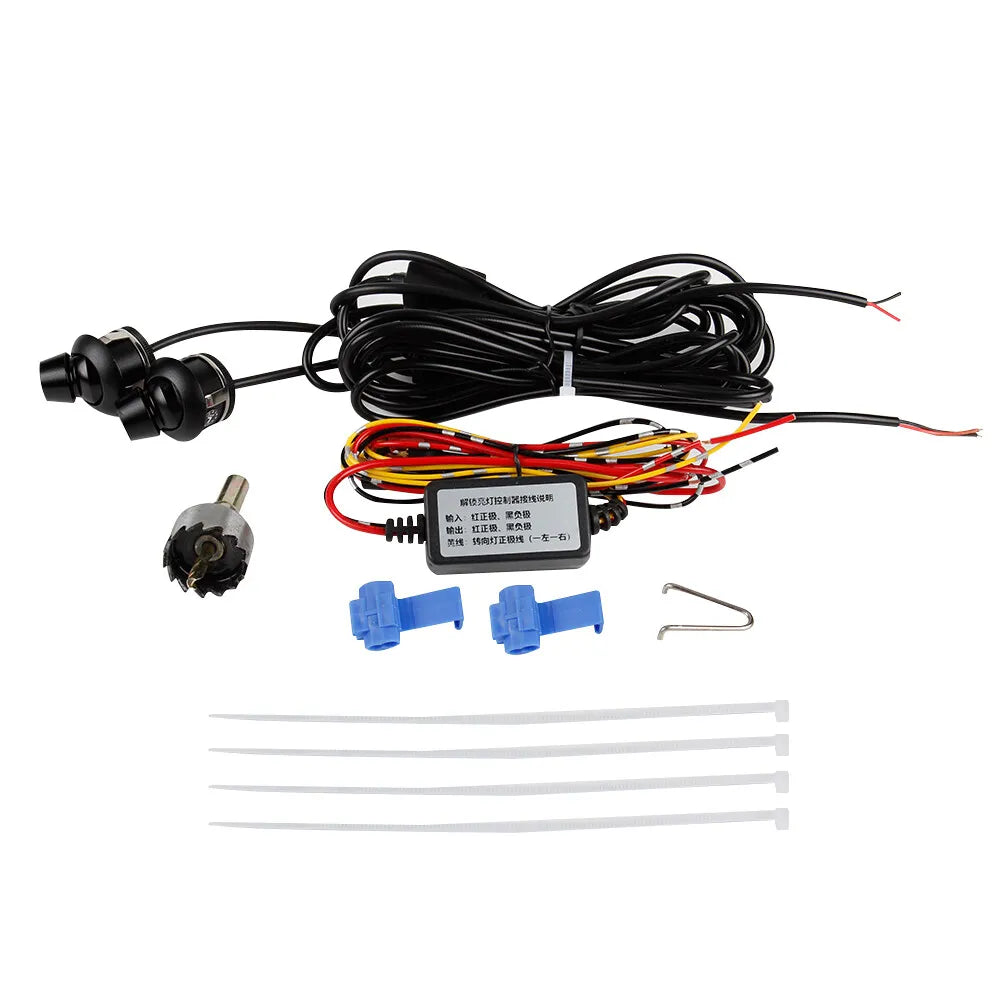 2 Pc Universal Car Rearview Mirror Side LED Angel Wing Light Dynamic Projection Lamp