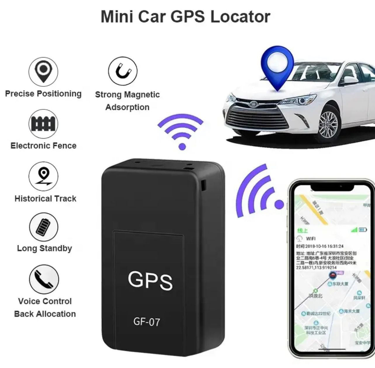 Gps tracker titanium quality with box | GF07 Wireless Mini Magnetic GPS Tracker Car Tracking Device