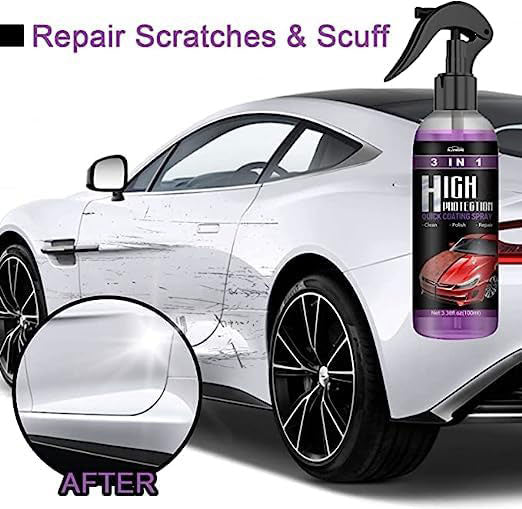 3 in 1 High Protection Quick Car Coating Spray, Ceramic Car Coating Spray Crystal Coating for Car Wax Spray Plastic Parts Refurbish Agent Car Hand Spray (100 ml)