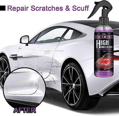 3 in 1 High Protection Quick Car Coating Spray, Ceramic Car Coating Spray Crystal Coating for Car Wax Spray Plastic Parts Refurbish Agent Car Hand Spray (100 ml)