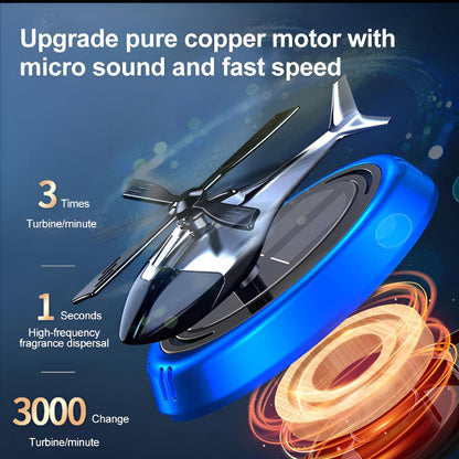 Solar Powered Rotating Helicopter Car Aromatherapy Air Freshener Alloy ABS Wood Fragrance Auto Aroma Diffuser (Random Color)