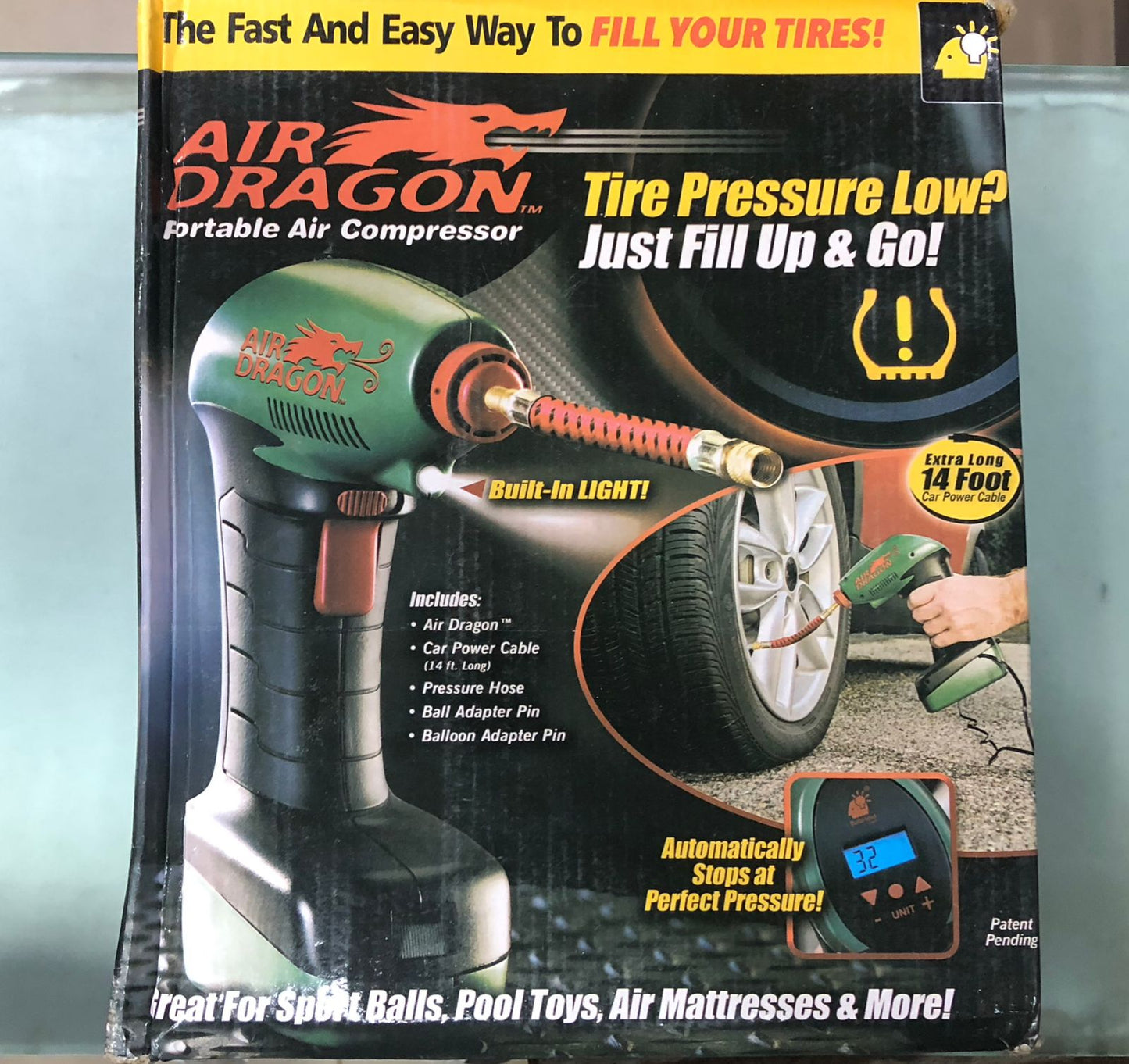Air Dragon Portable Air Compressor Build in Light Great For Sport Ball, Pool Toys, Air Mattresses