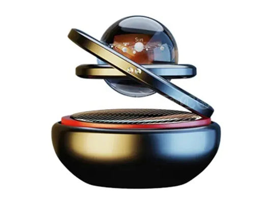 Solar Car Air Freshener Rotating Double-Ring For Car Dashboard, Aesthetic Car Decor | Best Quality (Random Color)