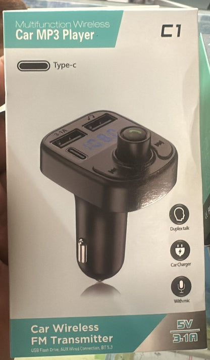 C1 - Car Mp3 Player | Car Wireless FM Transmitter | Car Mp3 Modulator | Car Accessories ( Random Color )