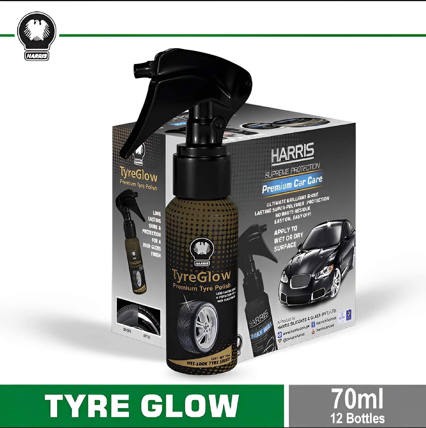 Pack of 12 Tyre glow for Tyre Shine | Best Quality Shining Spray for Car & Bike Tyres 70 ML