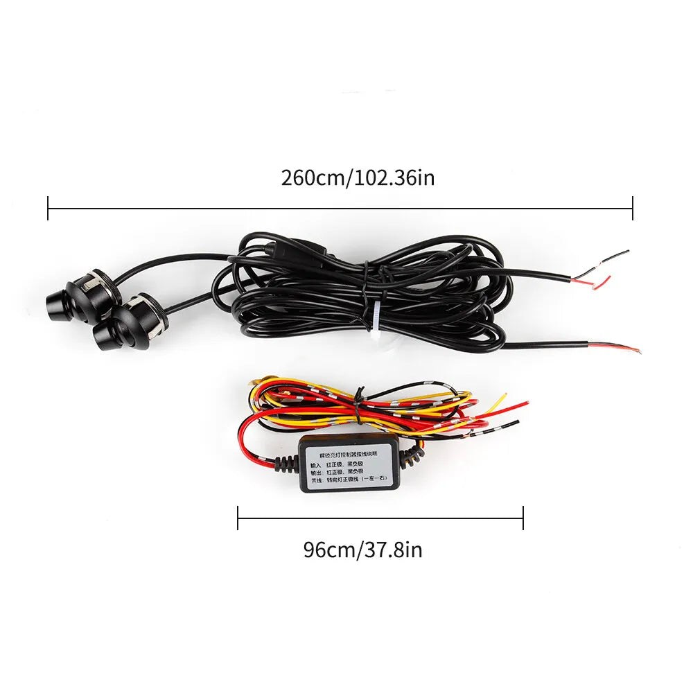 2 Pc Universal Car Rearview Mirror Side LED Angel Wing Light Dynamic Projection Lamp