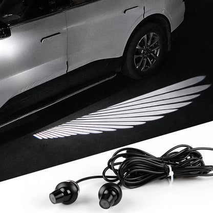 2 Pc Universal Car Rearview Mirror Side LED Angel Wing Light Dynamic Projection Lamp
