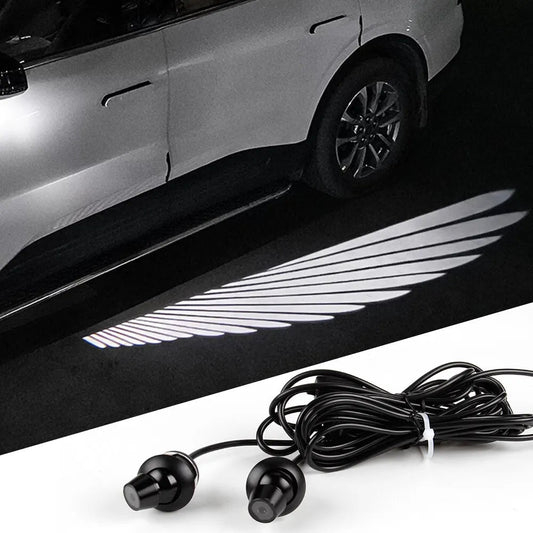 2 Pc Universal Car Rearview Mirror Side LED Angel Wing Light Dynamic Projection Lamp