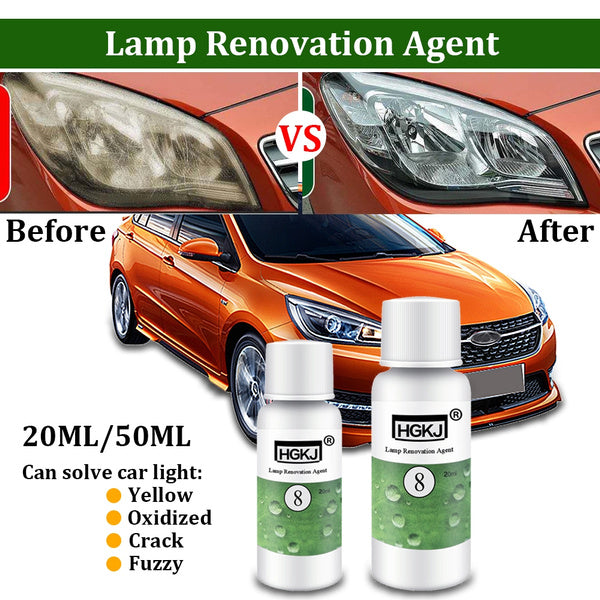 HGKJ-5 50ml Car Headlight Restoration Agent Powerful Cleaner For Clear Shine And UV Protection | Restores Cloudy Yellowed Headlights To Like-New Condition